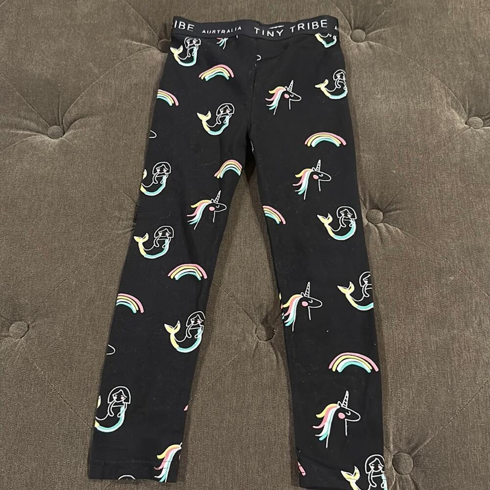 Tiny tribe unicorn 🦄 mermaid 🧜‍♀️ 🌈 rainbow leggings size 4 NWOT